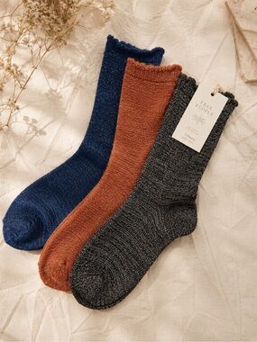 NWT | Free People 3-Pack Lurex Knit Crew Socks Metallic